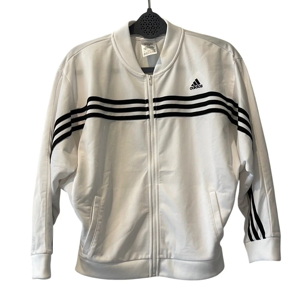 Adidas Youth Girls White Track Jacket XL 16 NWT